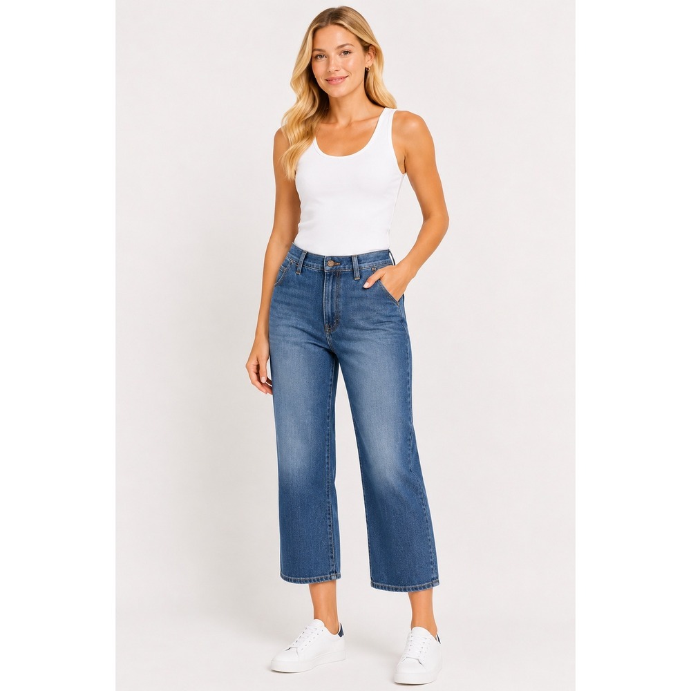 Talbots Women 6 Stovepipe Mom Jeans Blue Crop Denim High Rise Medium Wash Cotton